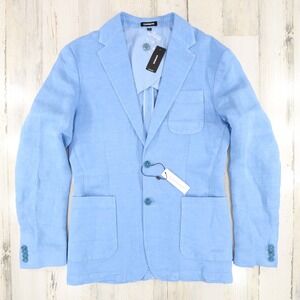 Express Jacket Mens 36R Slim Light Blue Linen Blend Suit Blazer NEW